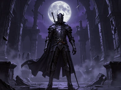 Hollow North Veil - dark fantasy action RPG featuring cursed knight in moonlit ruins